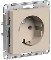 Розетка с заземлением без рамки Systeme Electric AtlasDesign 1-м. шторки песочный картинка